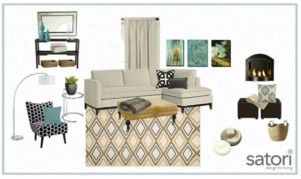 Bonus Room Mood Board with Turquoise Decor