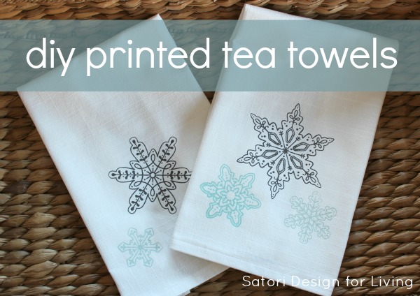 DIY Printed Tea Towels with Snowflakes