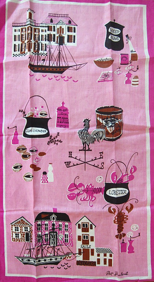 Pat Prichard Pink Vintage Tea Towel - Jasper Goodwin Vintage on Etsy