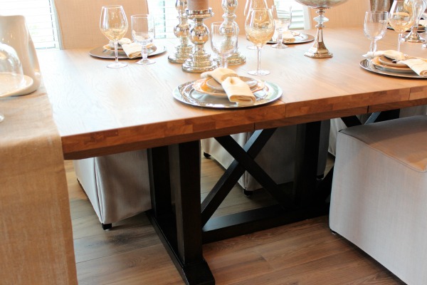 Wood Trestle Dining Table with X Base