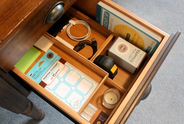 Office Makeover - Organized Desk Drawer with Bamboo Trays