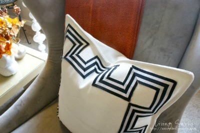 DIY Greek Key Ribbon Pillow 