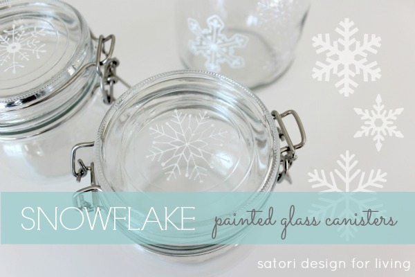 Snowflake Painted Glass Canisters