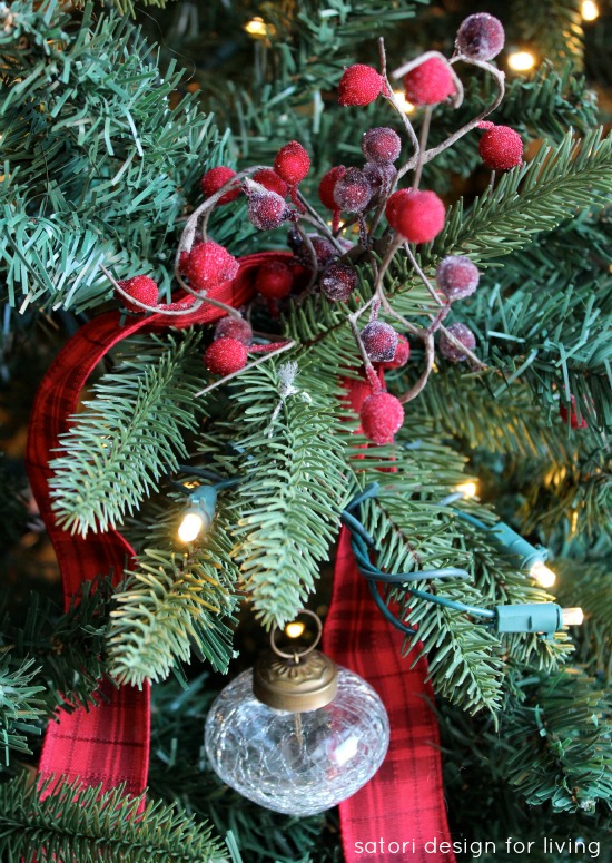 Red, Silver and White Christmas Tree with Red Berries