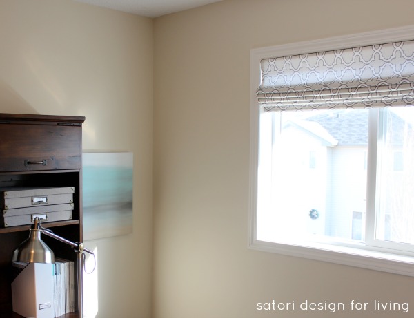 DIY Roman Shade Installed in Home Office