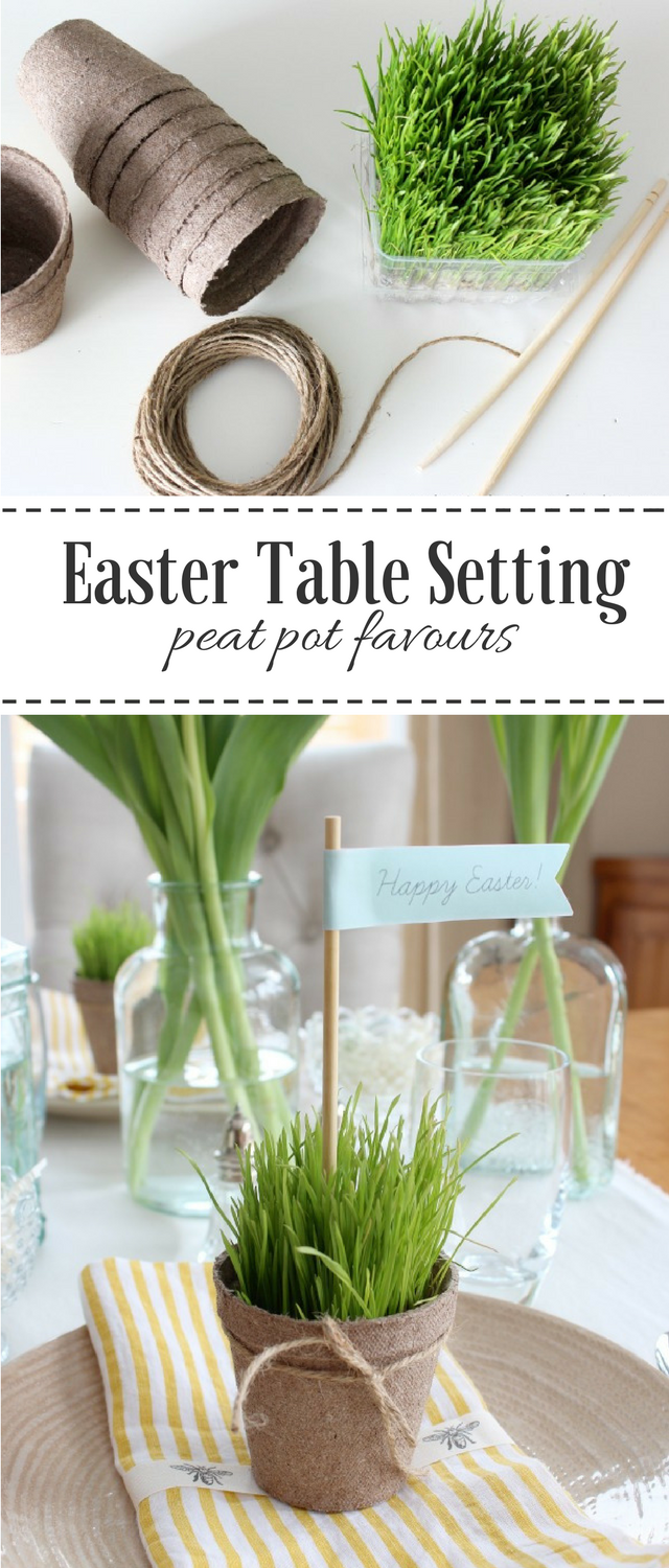 Create a Nature Inspired Easter Tablescape with Wheatgrass Peat Pots 