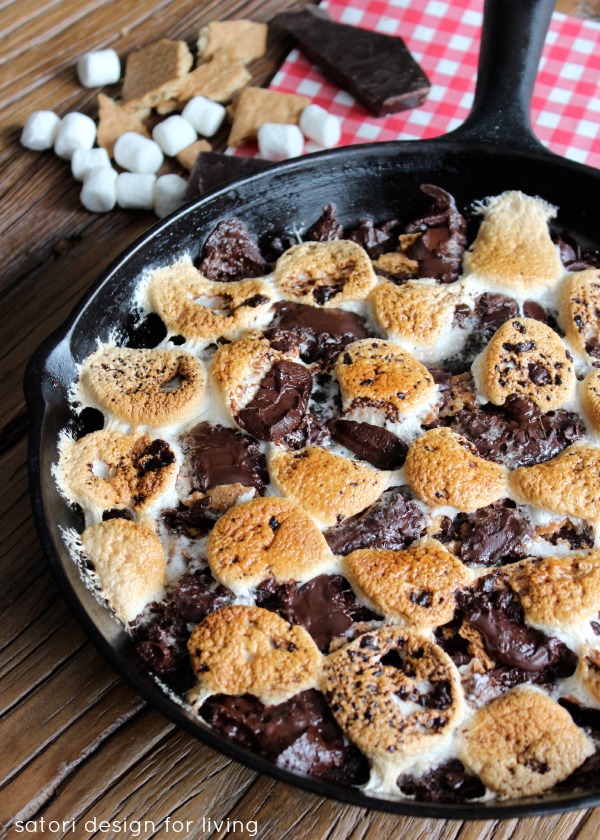 Skillet S'more Brownies Camping Dessert in Cast Iron Pan