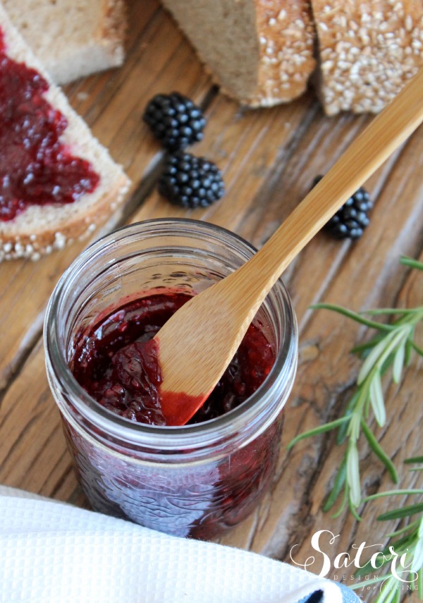 Homemade Rosemary Blackberry Jam in Jar