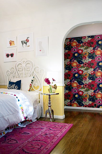 Girl's Room With Bold Floral Wallpaper