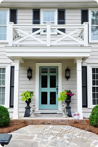 Benjamin Moore Grenada Villa Front Door Paint Color - Turquoise Front Door