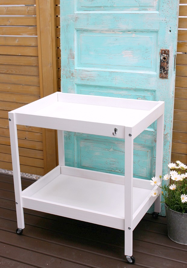 DIY Bar Cart Outdoor Beverage Center Made From an Upcycled IKEA Baby Change Table - Satori Design for Living