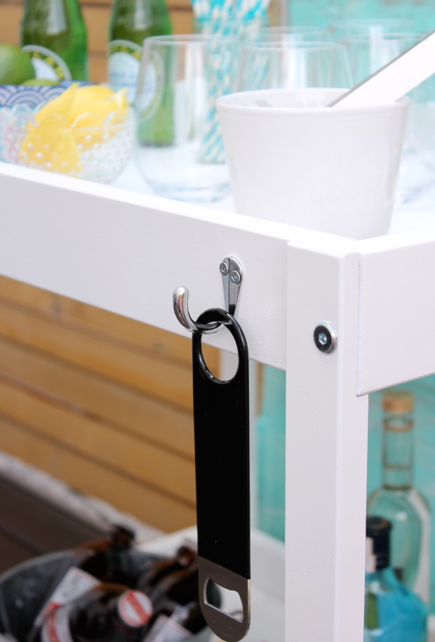 DIY Bar Cart With Hook and Bottle Opener