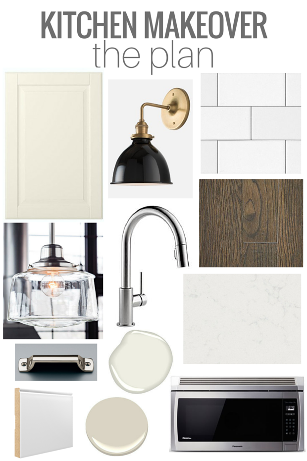 Our Kitchen Makeover Selections With IKEA Bodbyn White Kitchen Cabinets, Subway Tile Backsplash and Marble Quartz Countertop 