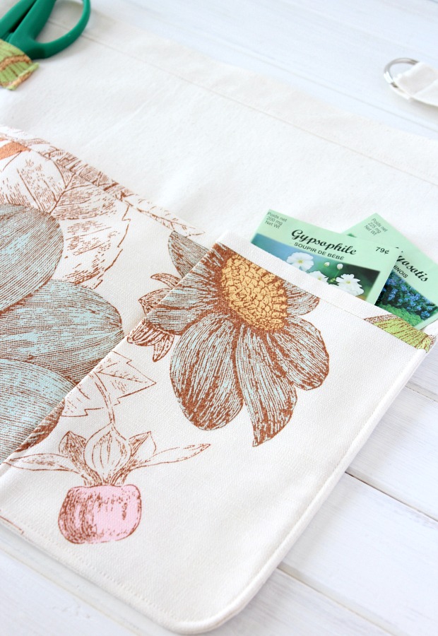 Handmade Apron for Gardening with Floral Pockets and Loop