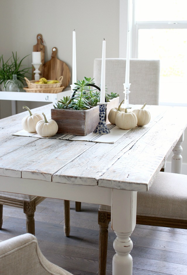 White Wash Dining Table with Fall Decor