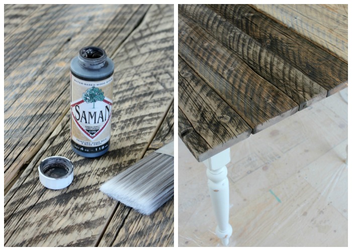 Finishing Technique for Whitewashed Reclaimed Wood Dining Table - SamaN Water-based Stain 