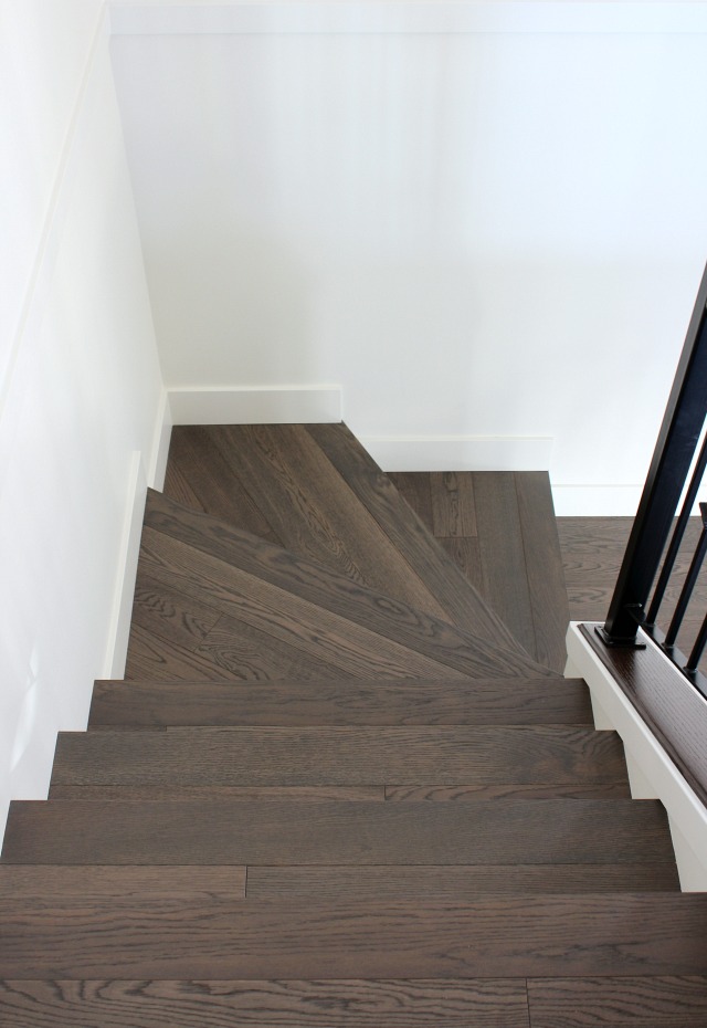 Hardwood Stair Project - Dark Hardwood Treads with White Painted Risers