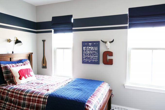 Shared Boys Bedroom Painted in Behr Silver City