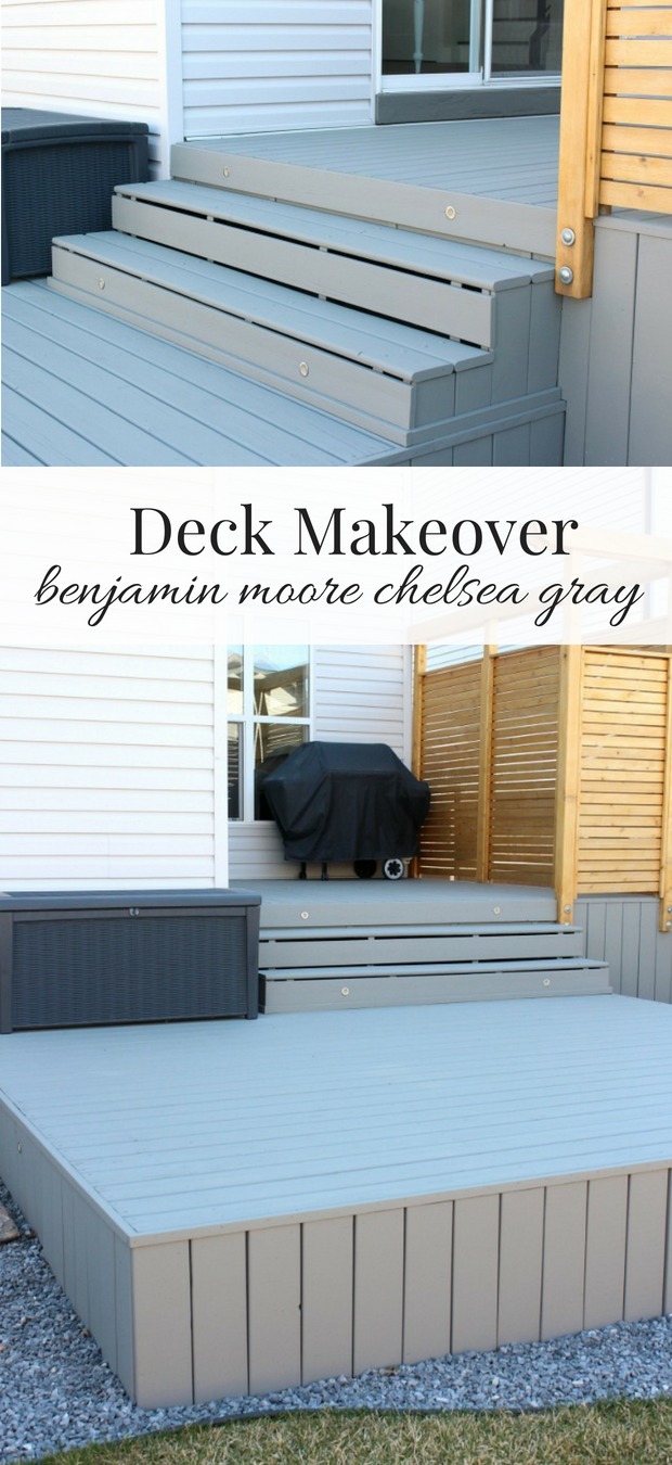 Two Level Deck Stained in Benjamin Moore Chelsea Gray