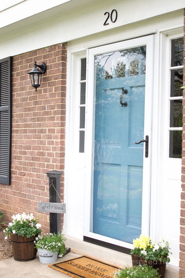 DecoArt Willamsburg Blue Front Door with Brick Siding by The Inspired Hive