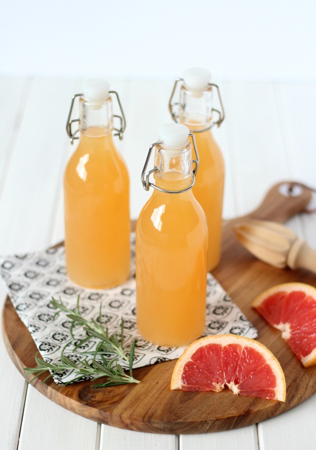 Glass Bottles with Homemade Grapefruit Vodka Spritzers