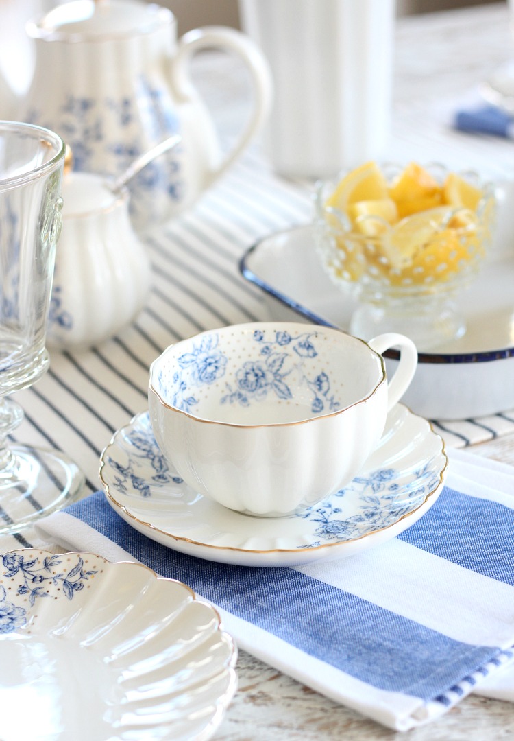 Tea Party for Mother's Day - Pretty Blue and White Floral Tea Cup and Saucer - Tea Party Ideas