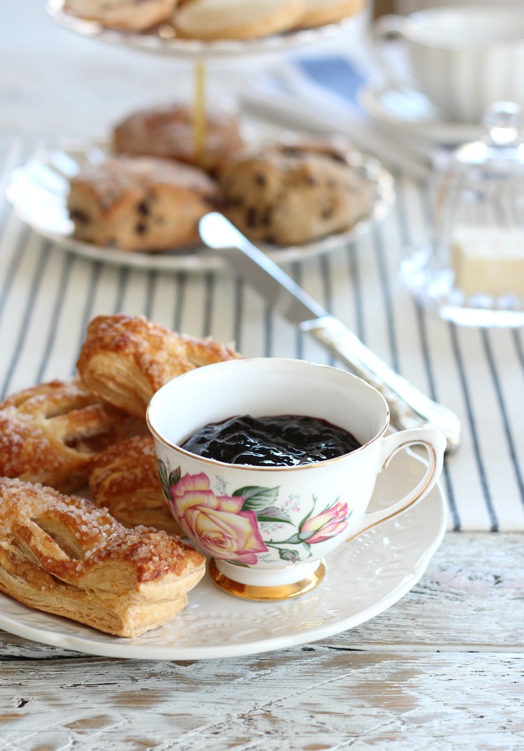 Vintage Floral Tea Cup with Blackberry Jam