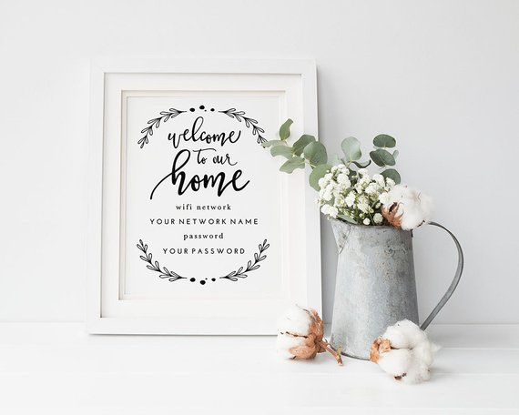 Hand Lettered Wifi Password Printable by Tumbalina Studio - Getting Ready for Overnight Guests this Christmas 