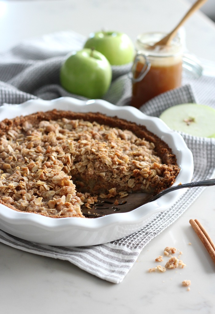 Ginger Apple Crumble Pie with Salted Caramel