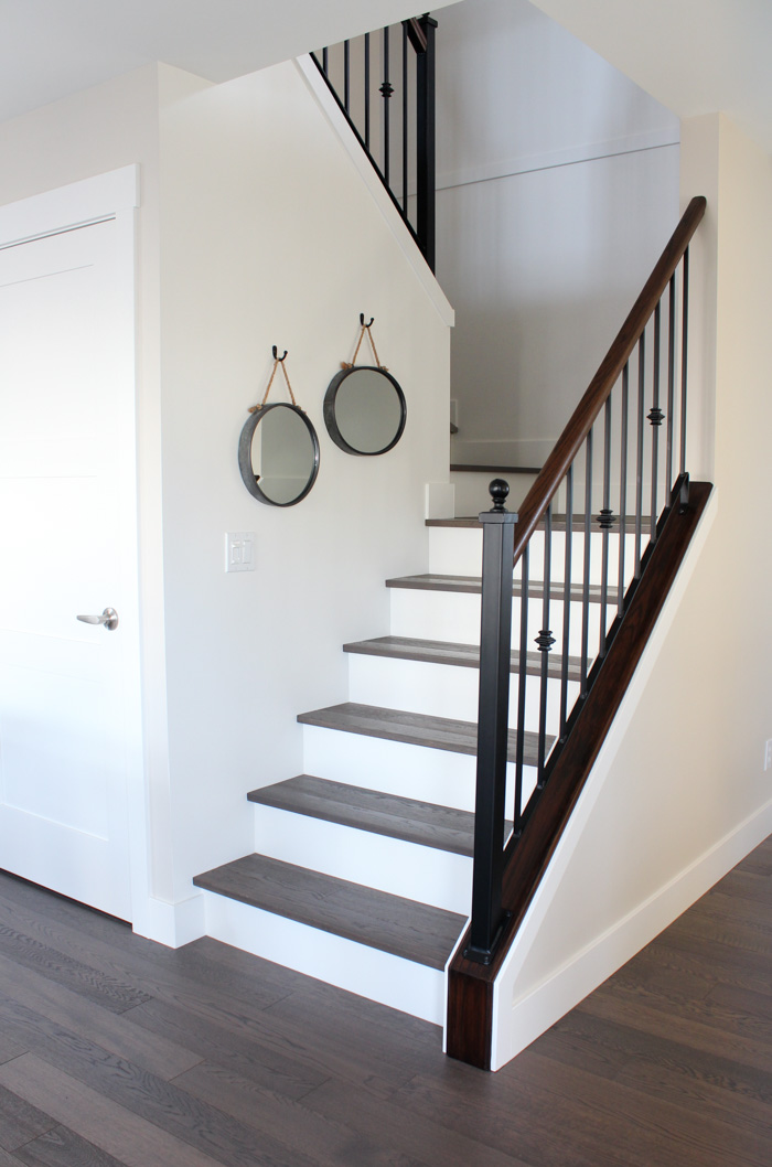 Hardwood Stairs with White Painted Risers in Our Home