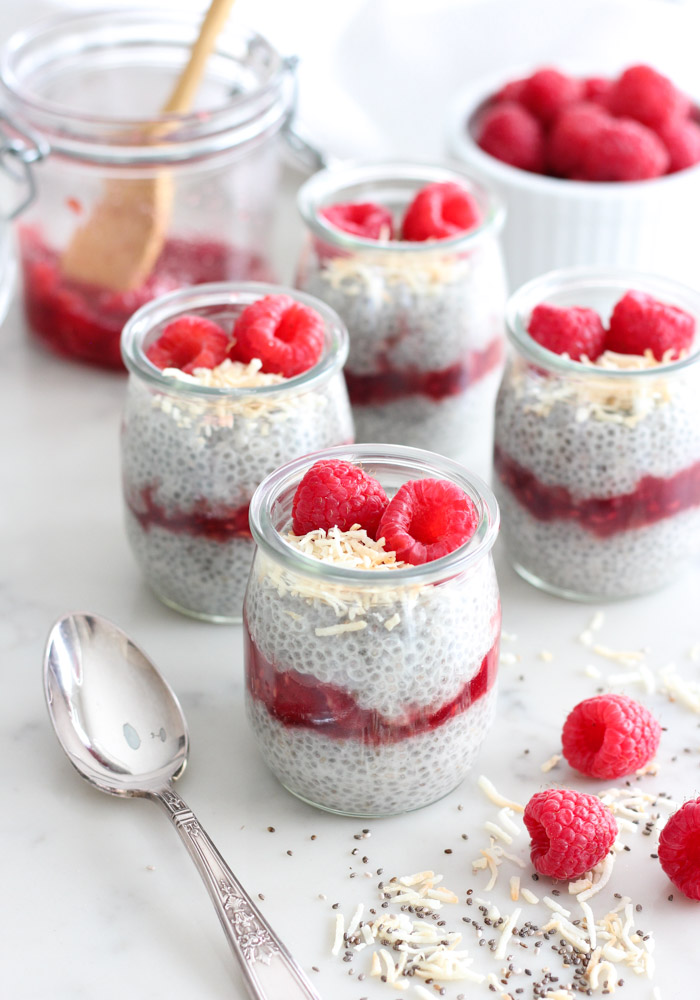 How to Make Chia Pudding with Fresh Raspberries and Toasted Coconut