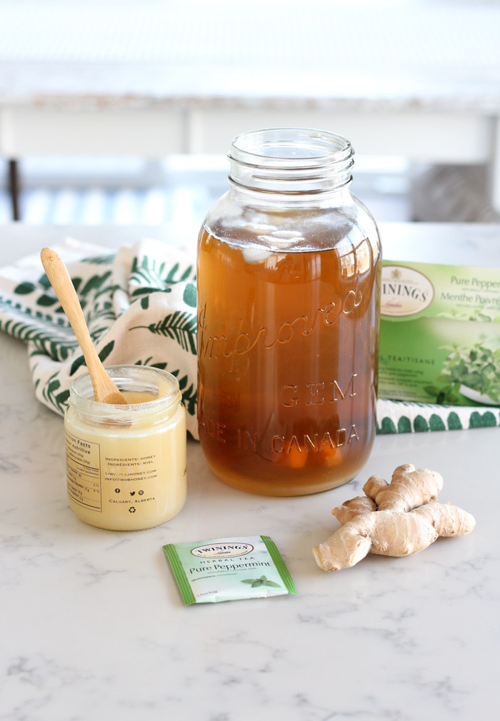 Ginger Mint Iced Tea in Jar