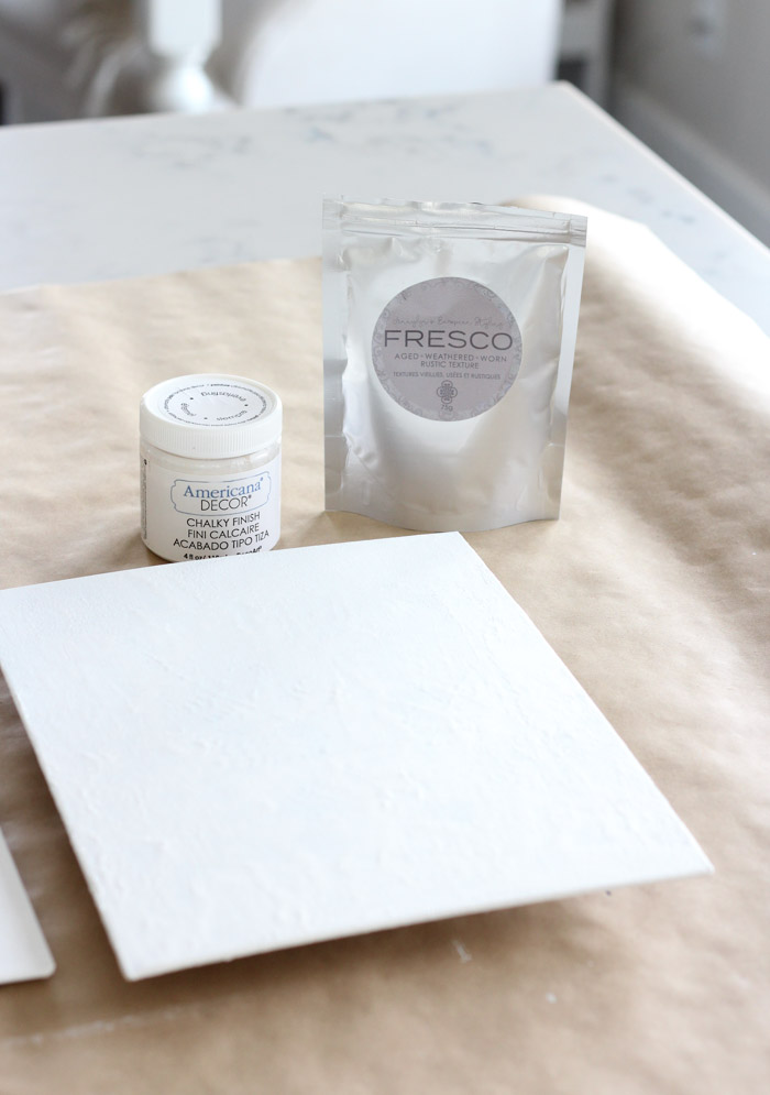 DIY Printed Fern Art - Prepping the Canvas with White Paint and Texture Medium