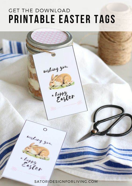 Printable Easter Tags with Bunnies and Hoppy Easter Message