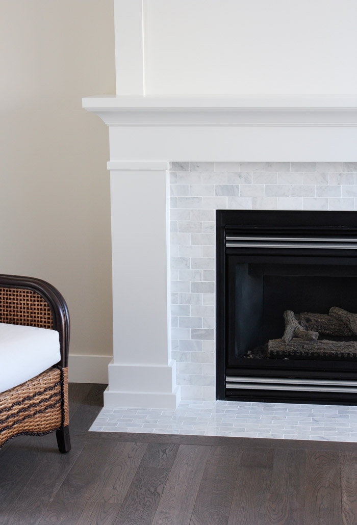 Classic White Fireplace with Painted MDF Mantel and Marble Surround