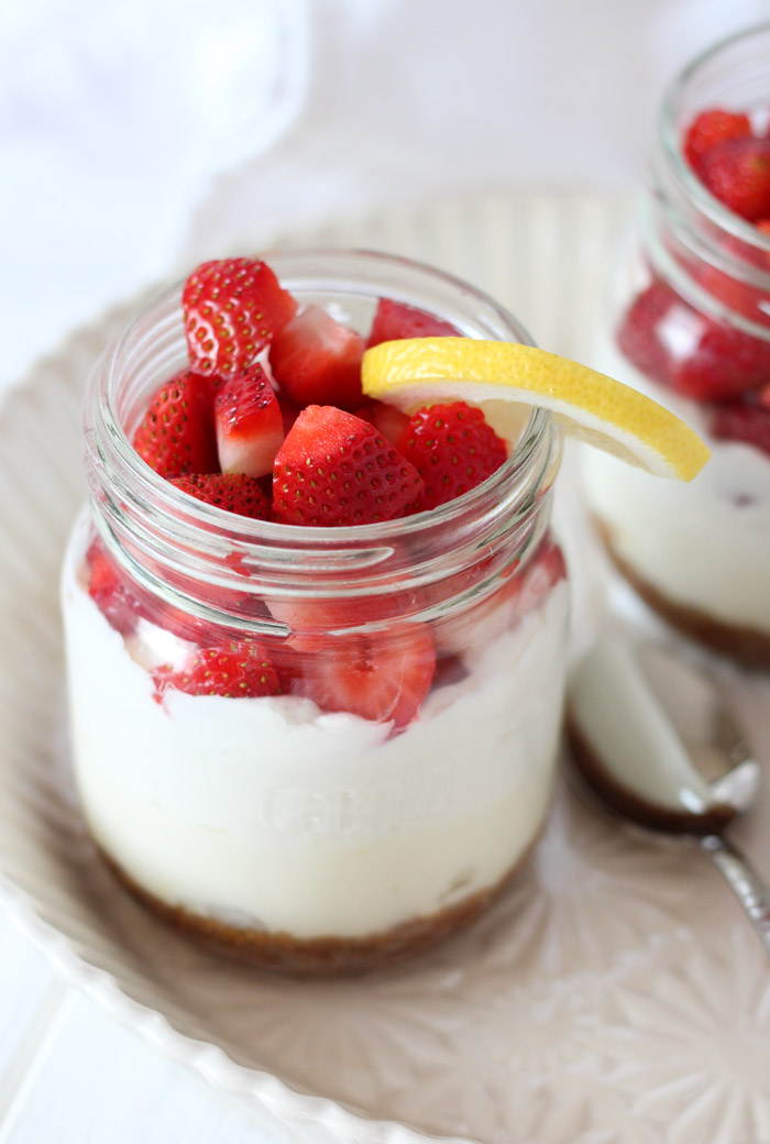 No Bake Strawberry Cheesecake Jars