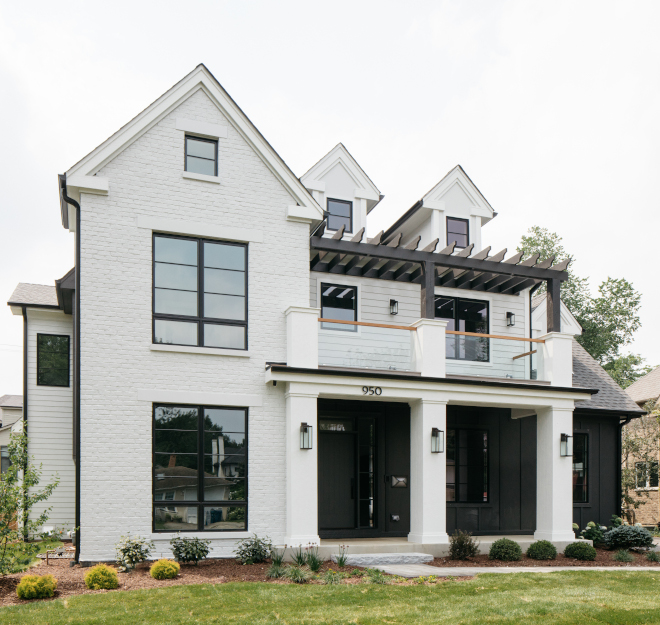 Sherwin Williams Passive Exterior with Iron Ore Accents on Modern Farmhouse Exterior by M House Development