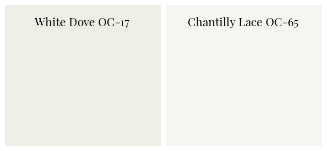 Benjamin Moore White Dove vs. Chantilly Lace