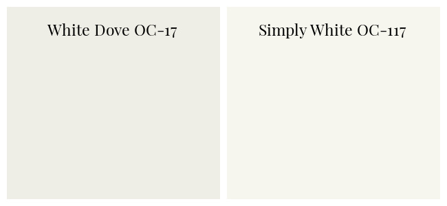 Benjamin Moore White Dove vs. Simply White