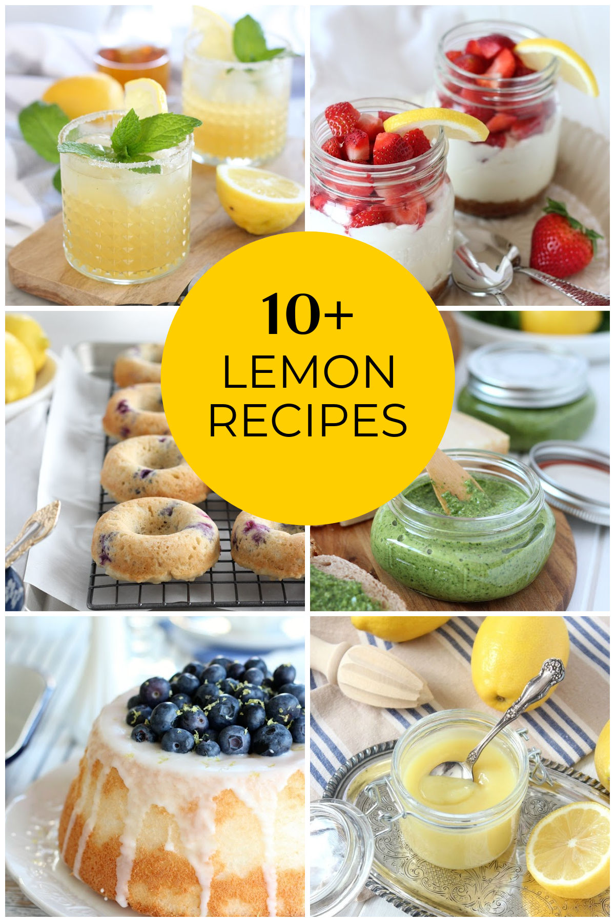 Collection of Lemon Recipes, Including Bourbon Lemonade, Lemon Glazed Donuts, Lemon Curd and More