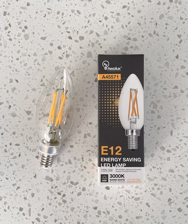 LED candelabra bulb in warm white